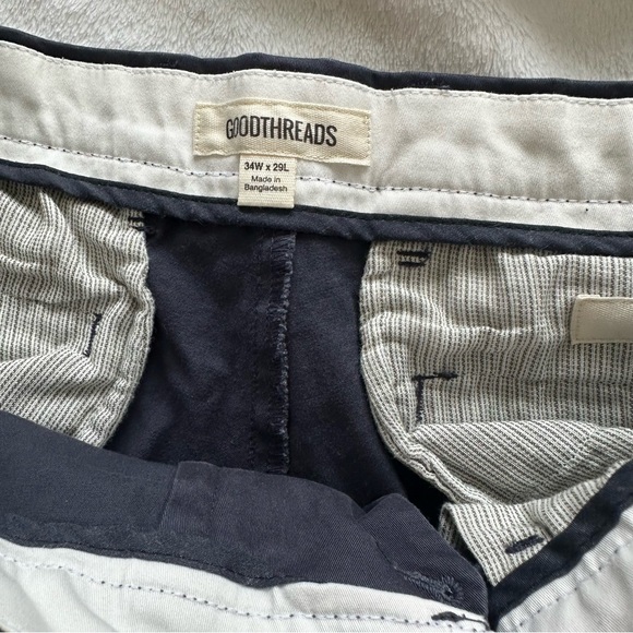 3/$30 Good Threads Navy Washed Chino Pants 34W x 29L - Picture 2 of 7
